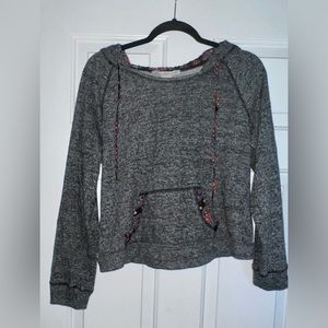 American Rag Juniors Gray Hoodie Cotton Blend Aztec Trim Size Large